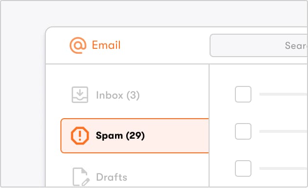 An illustration of a desktop email application where the Spam folder is filled up. An illustration of a desktop email application where the Spam folder is filled up.